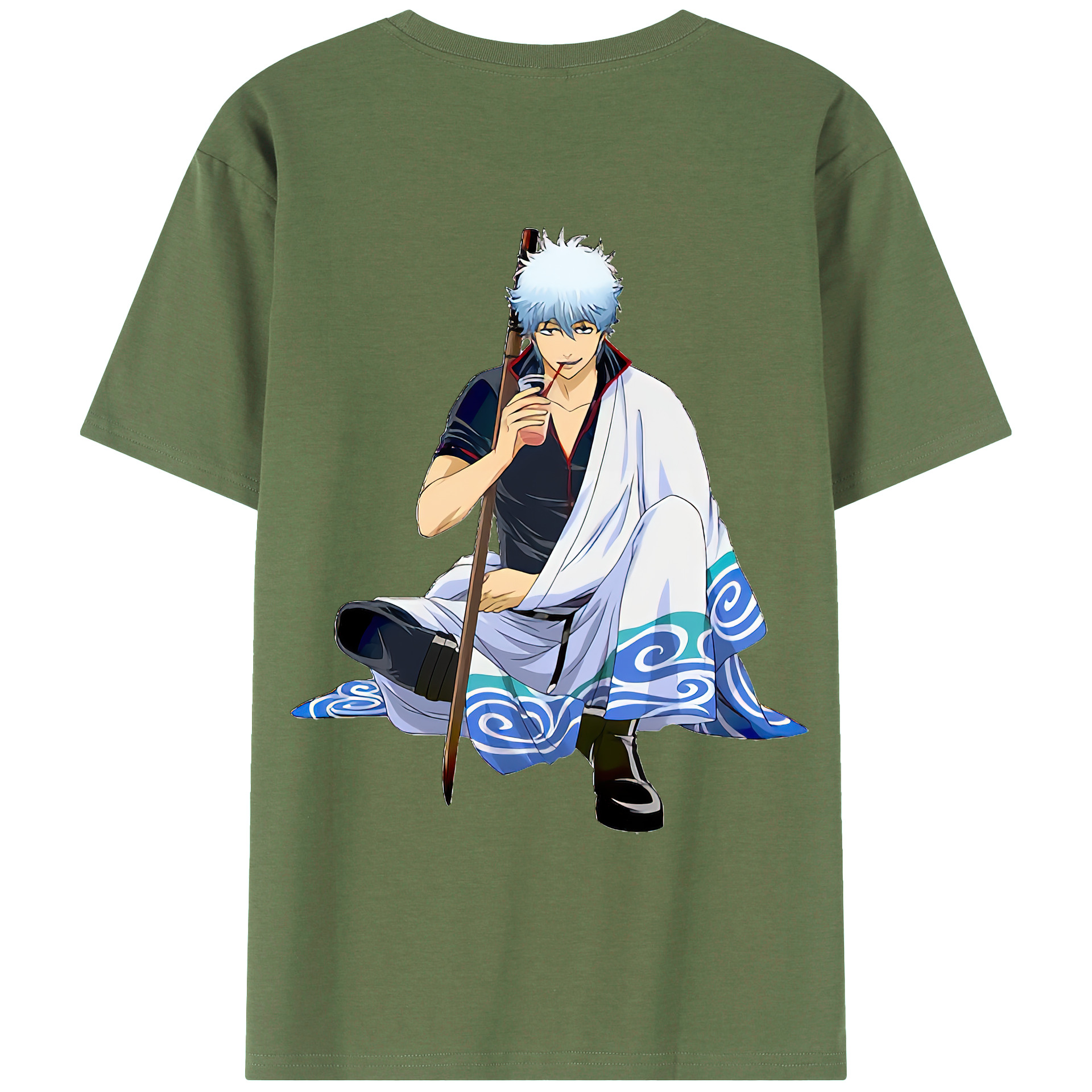 （画像用） ぎんたま 坂田銀時（さかたぎんとき） 神楽 志村新八（しむら しんぱち） GINTAMA Sakata Gintoki Kagura Shimura Shinpachi 綿100％ メンズ半袖Tシャツ（バックプリント） 通気性